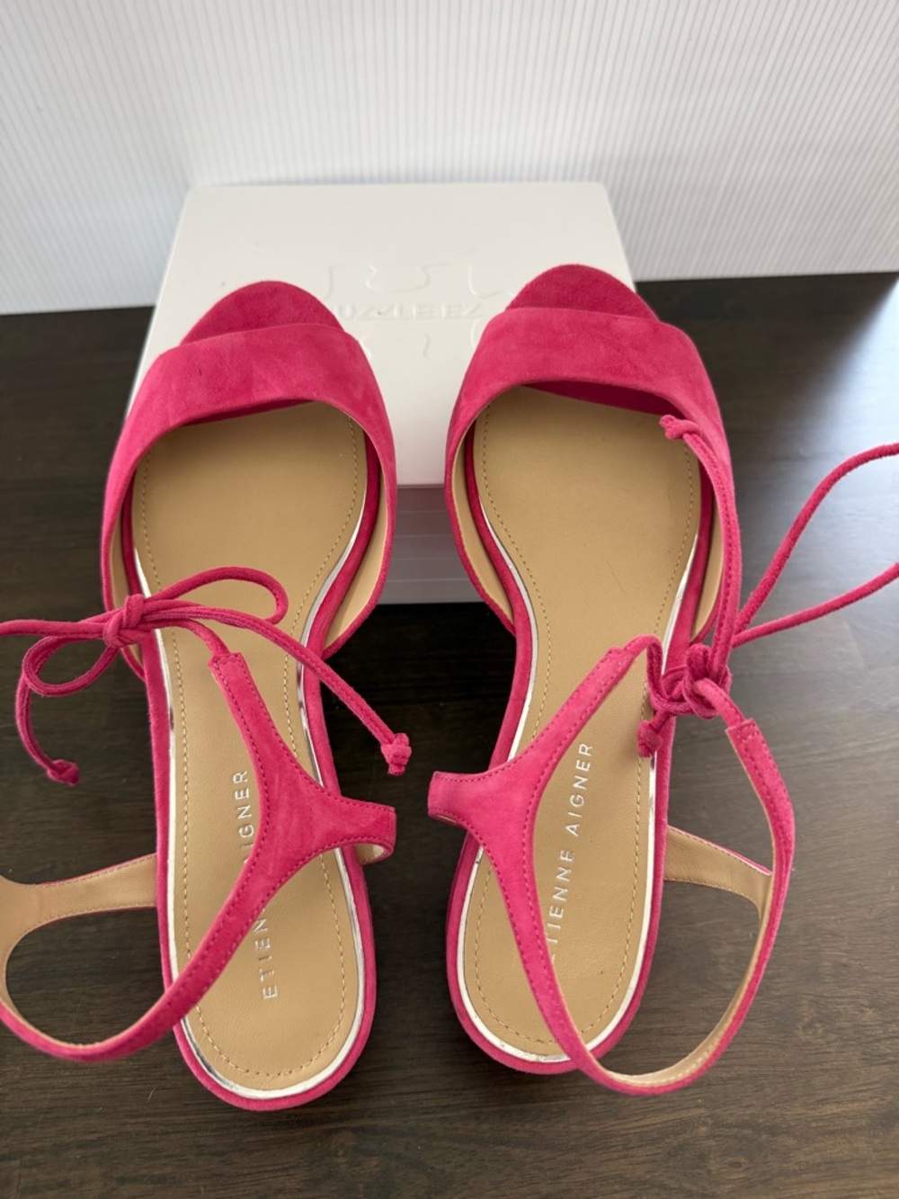 Etienne Aigner Pink Suede Sandals - Picture 4 of 12